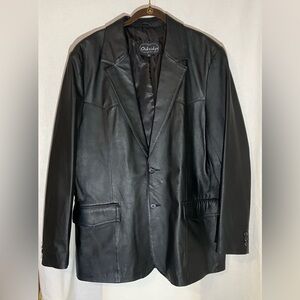 Black Genuine Leather Western Blazer